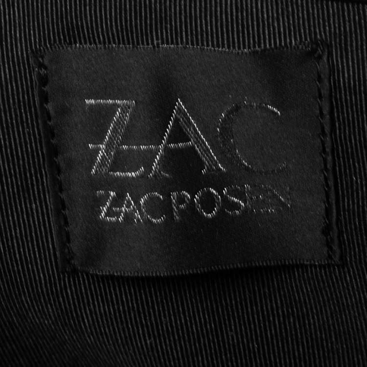Pre Owned Zac Posen Navy Blue Saffiano Leather Front Zip Tote