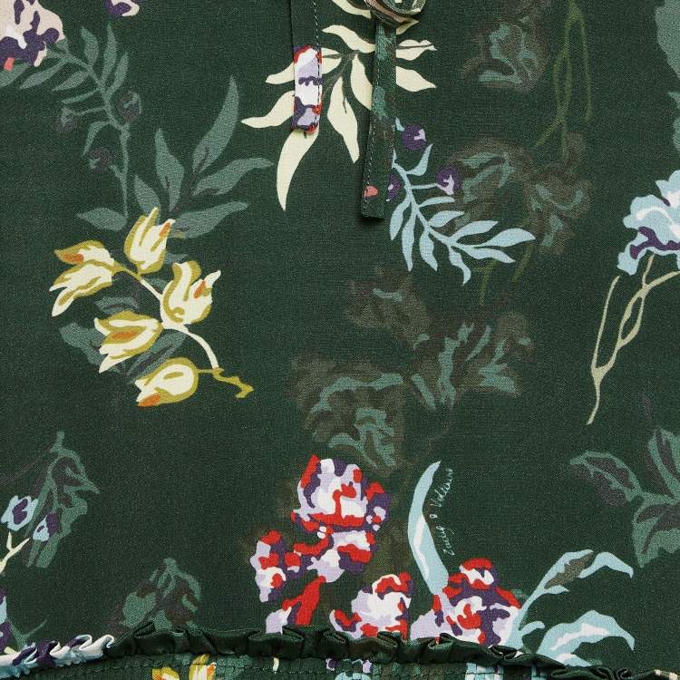 Pre Owned Zadig & Voltaire Green Resist Print Silk Season Dress S