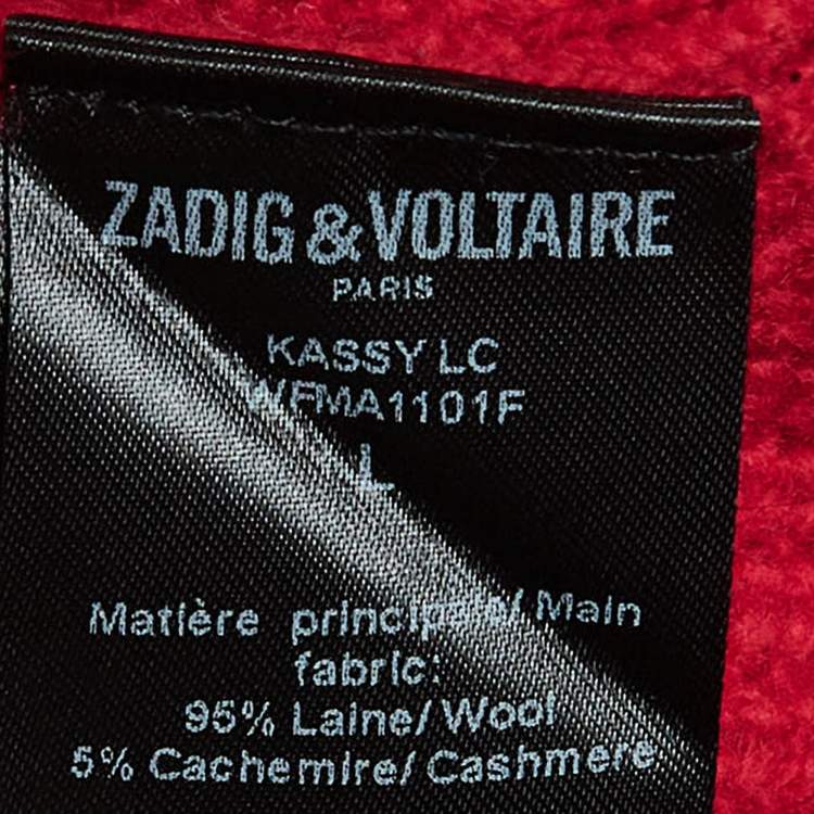 Pre Owned Zadig & Voltaire Red Rib Knit Lace-Up Kassy LC Sweater L