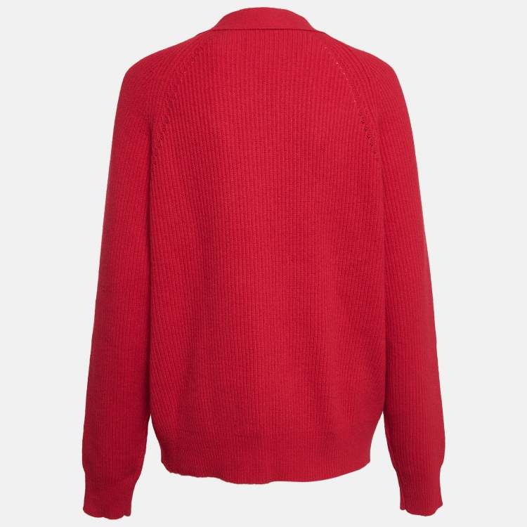 Pre Owned Zadig & Voltaire Red Rib Knit Lace-Up Kassy LC Sweater L