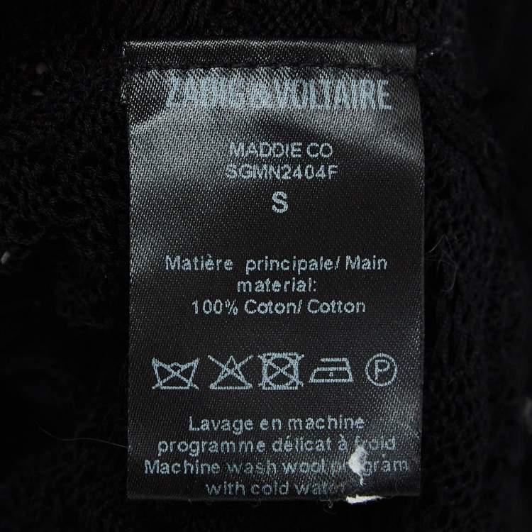 Pre Owned Zadig & Voltaire Black Crochet Knit Wrap Maddie Cardigan S