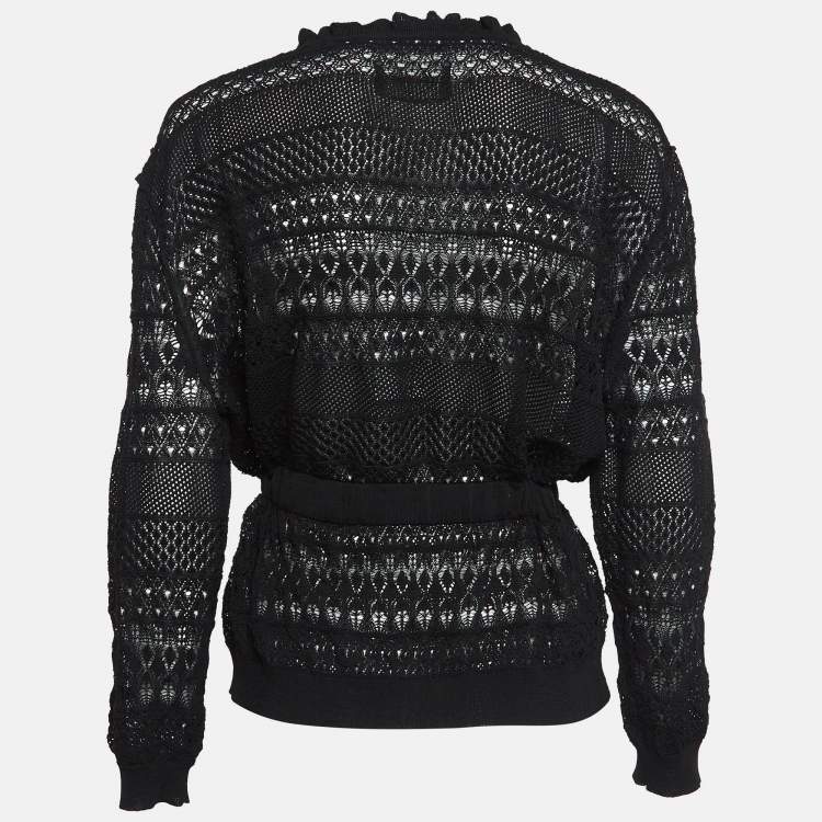 Pre Owned Zadig & Voltaire Black Crochet Knit Wrap Maddie Cardigan S