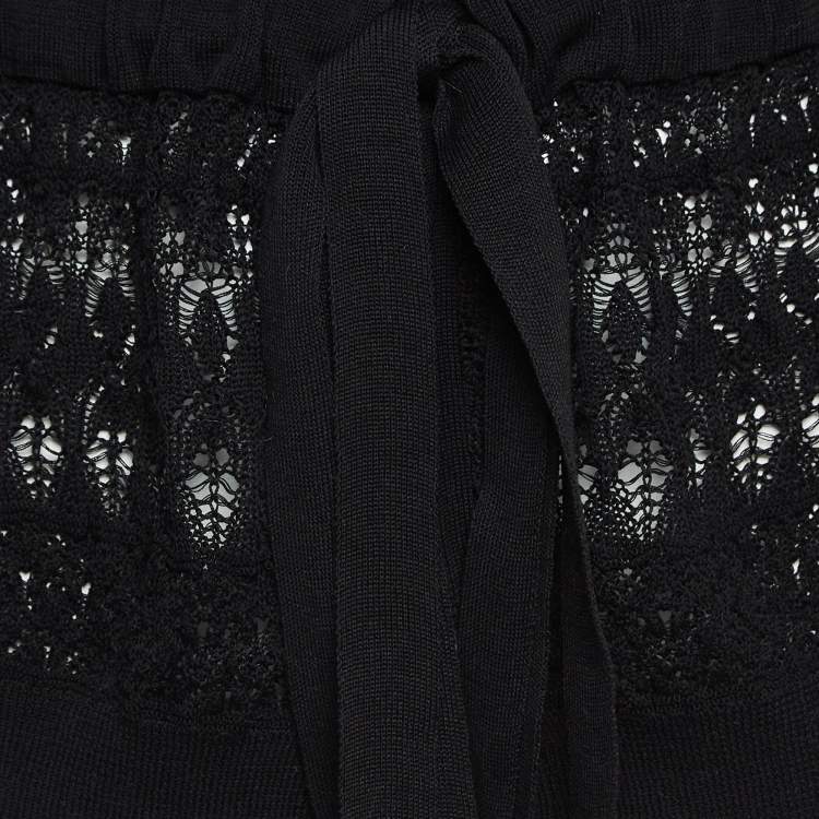 Pre Owned Zadig & Voltaire Black Crochet Knit Wrap Maddie Cardigan S