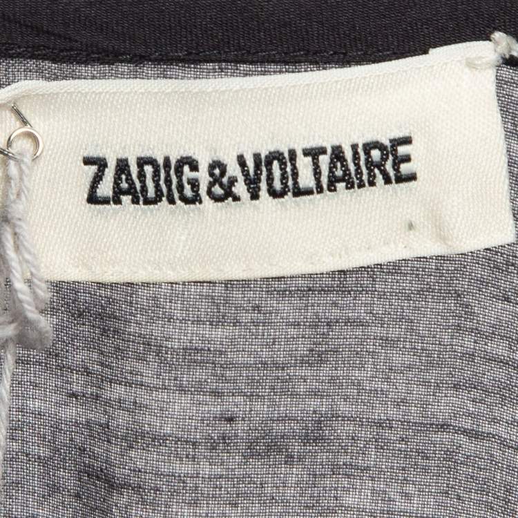 Pre Owned Zadig & Voltaire Black Lace Trim Cotton Rilli Asymmetric Midi Dress S