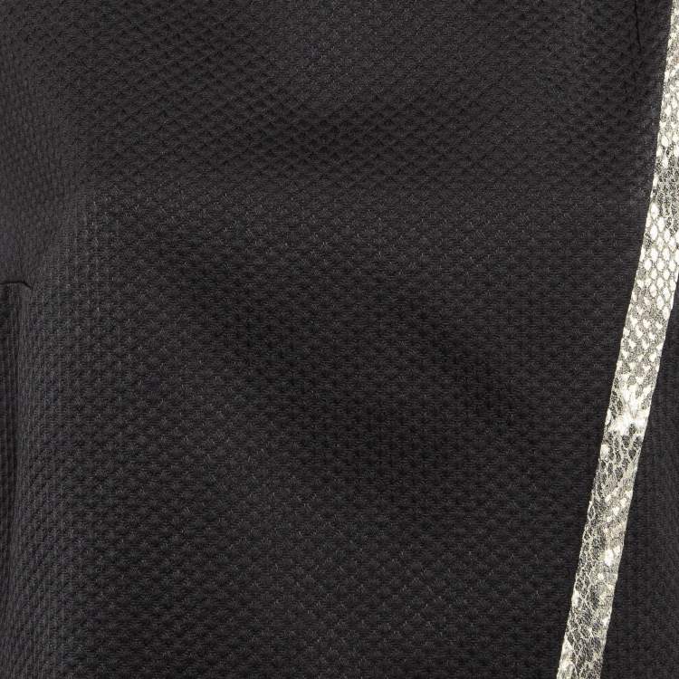 Pre Owned Zadig & Voltaire Black Textured Cotton Blend Trim Detail Studded Mini Dress M