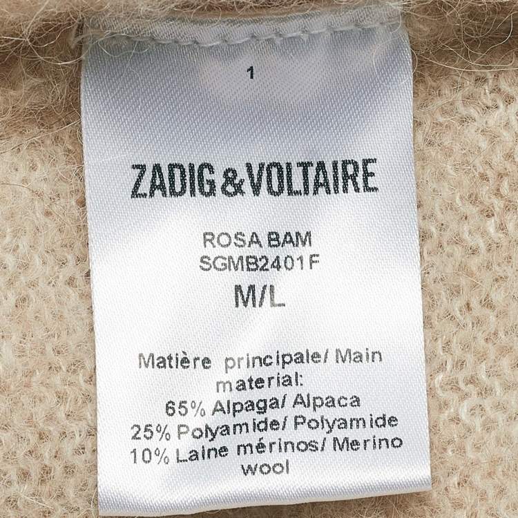 Pre Owned Zadig & Voltaire Beige Wool Blend Knit Ripped Style Long Cardigan M/L