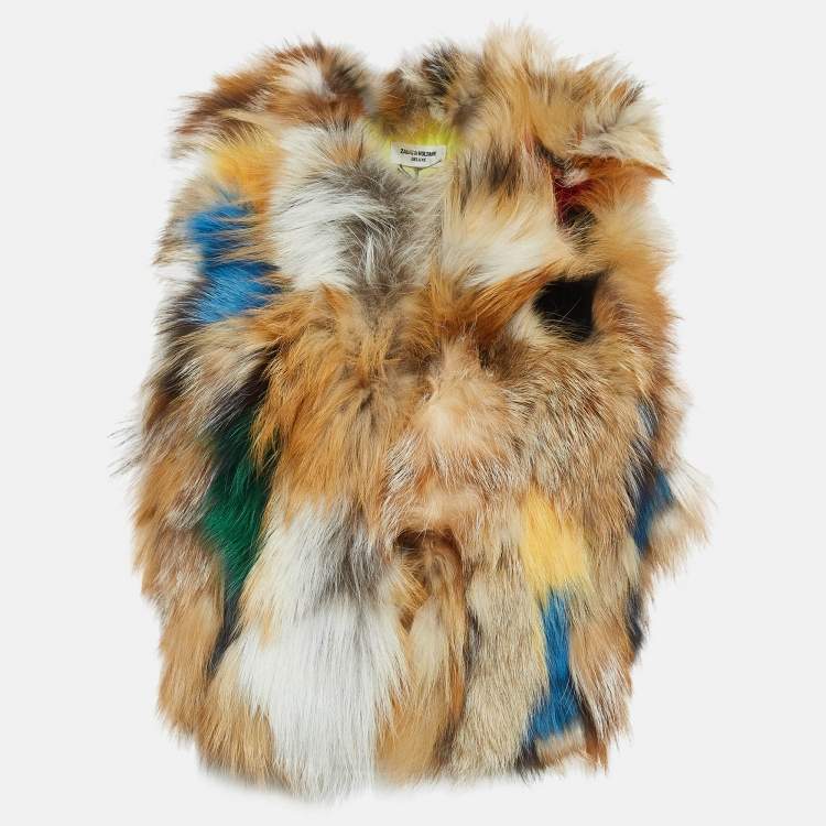 Pre Owned Zadig & Voltaire Deluxe Multicolor Dyed Fox Fur Fee Vest M