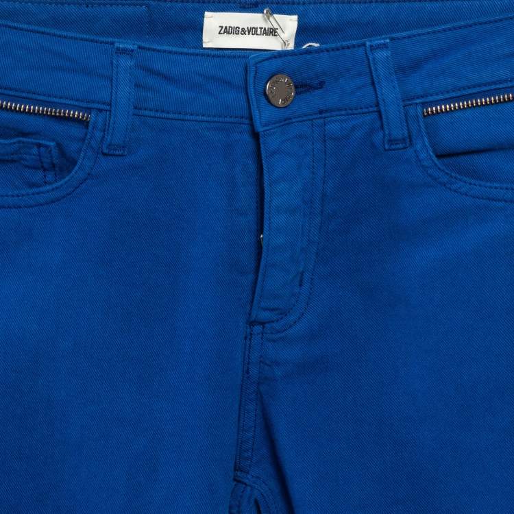 Pre Owned Zadig & Voltaire Blue Cotton Drill Skinny Eva Cher Jeans S Waist 25"