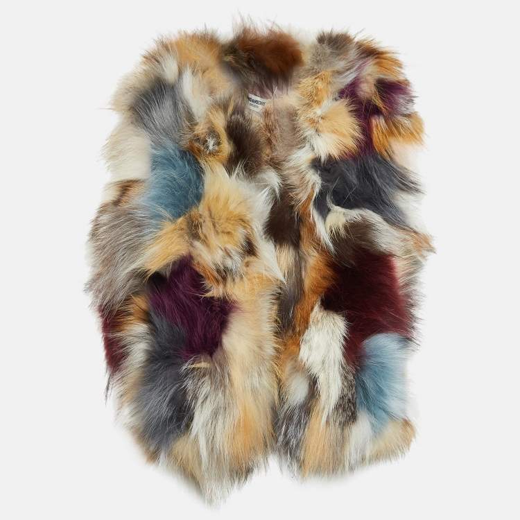 Pre Owned Zadig & Voltaire Deluxe Multicolor Dyed Fox Fur Fee Vest M