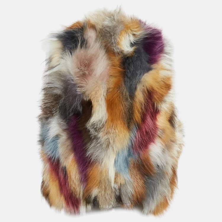 Pre Owned Zadig & Voltaire Deluxe Multicolor Dyed Fox Fur Fee Vest M
