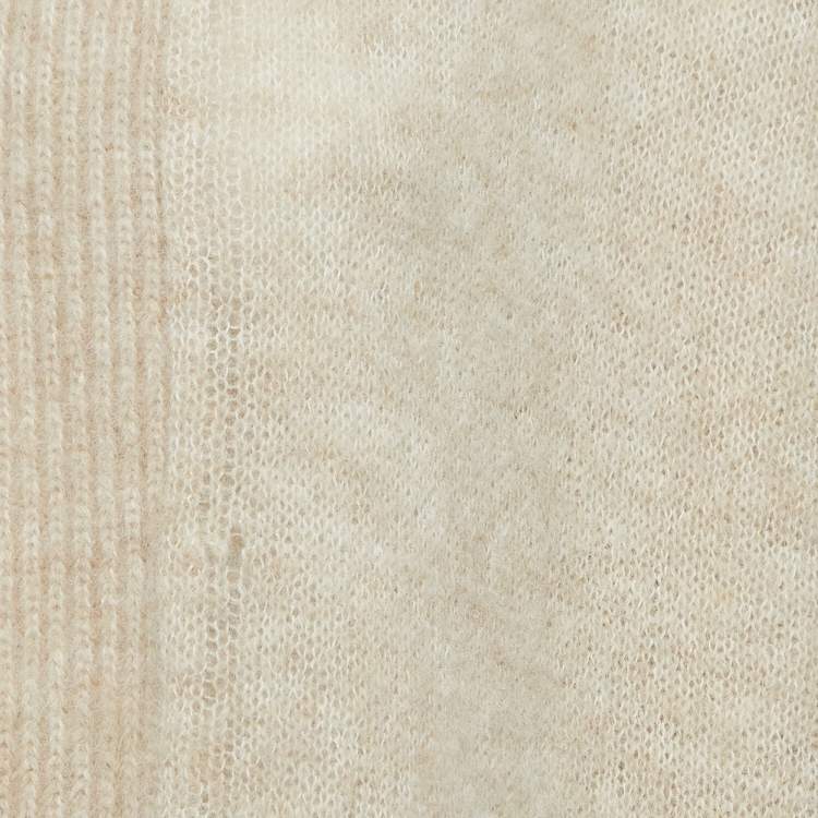 Pre Owned Zadig & Voltaire Beige Wool Blend Knit Ripped Style Long Cardigan M/L