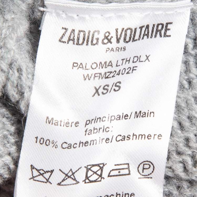 Pre Owned Zadig & Voltaire Delux Grey Cashmere Knit Open Front Fringed Cardigan XS/S