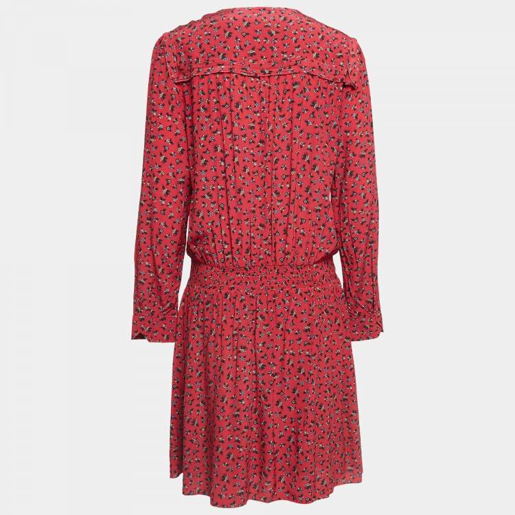 Pre Owned Zadig & Voltaire Red Floral Print Crepe Remus Liberty Mini Dress L