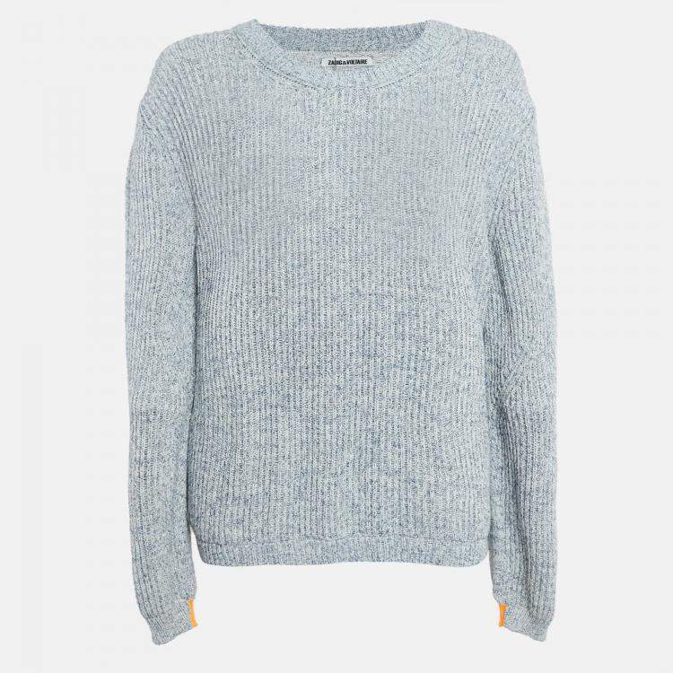 مملوكة مسبقًا Zadig & Voltaire Blue Rib Knit Kennedy Cop Sweater M