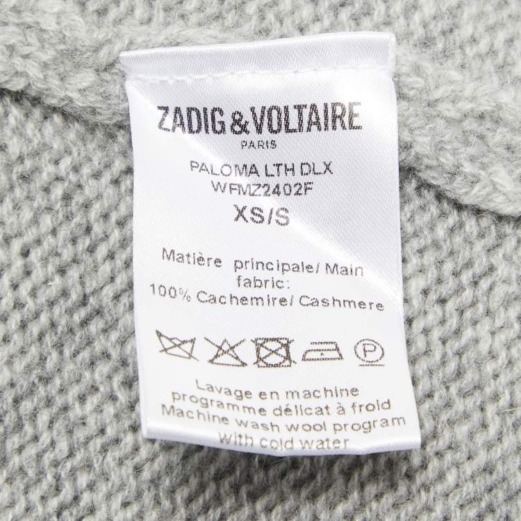 Pre Owned Zadig & Voltaire Delux Grey Cashmere Knit Open Front Fringed Cardigan XS/S
