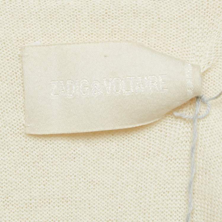 Pre Owned Zadig & Voltaire Cream Boucle Open Front Daphnee Cardigan M