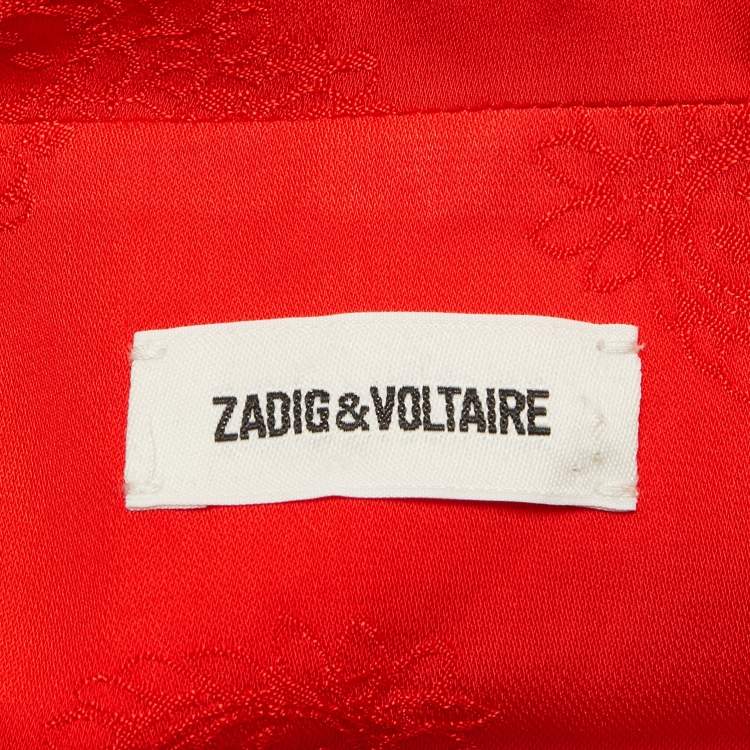 Pre Owned Zadig & Voltaire Red Paisley Jacquard Open Front Verys Jacket S
