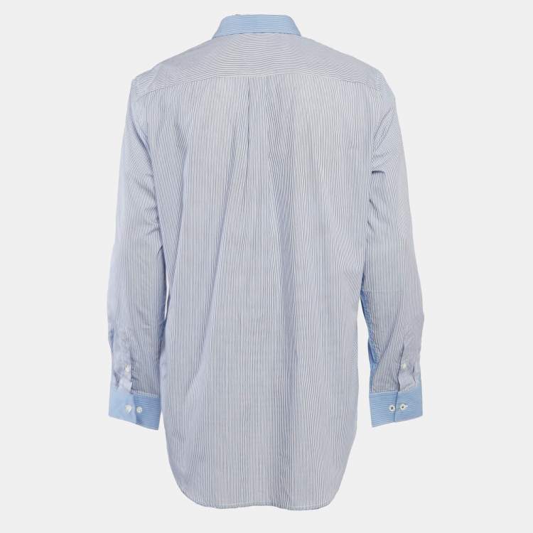 Pre Owned Zadig & Voltaire Blue Stripe Cotton Button Front Shirt L