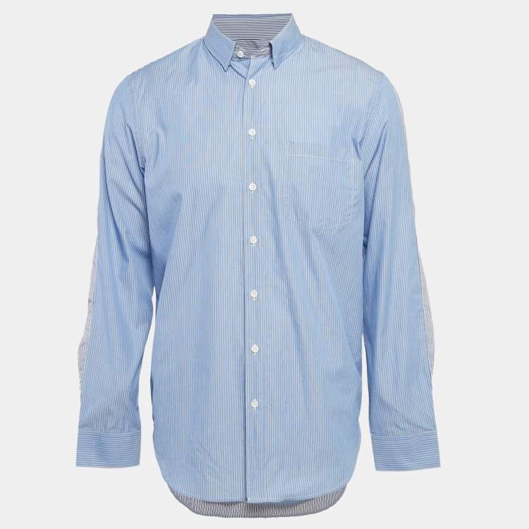 Pre Owned Zadig & Voltaire Blue Stripe Cotton Button Front Shirt L