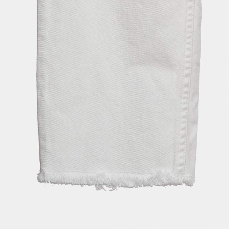 مملوكة مسبقًا Zadig & Voltaire White Denim Frayed Hem David Jeans L Waist 31"
