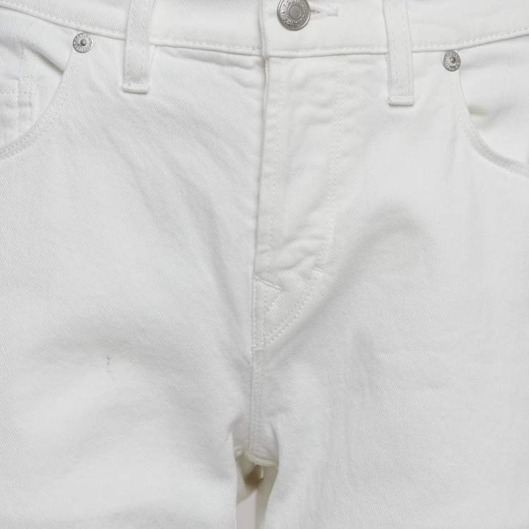 مملوكة مسبقًا Zadig & Voltaire White Denim Frayed Hem David Jeans L Waist 31"