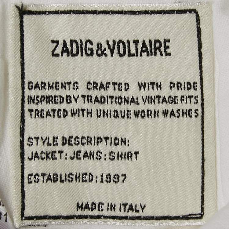 مملوكة مسبقًا Zadig & Voltaire White Denim Frayed Hem David Jeans L Waist 31"