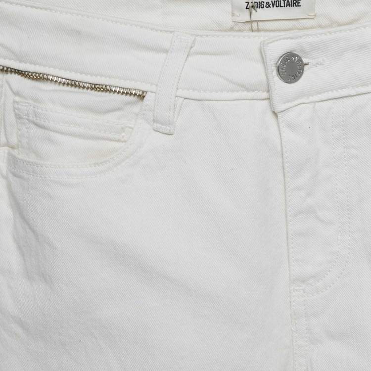 Pre Owned Zadig & Voltaire White Denim Skinny Eva Cher Jeans S Waist 25"