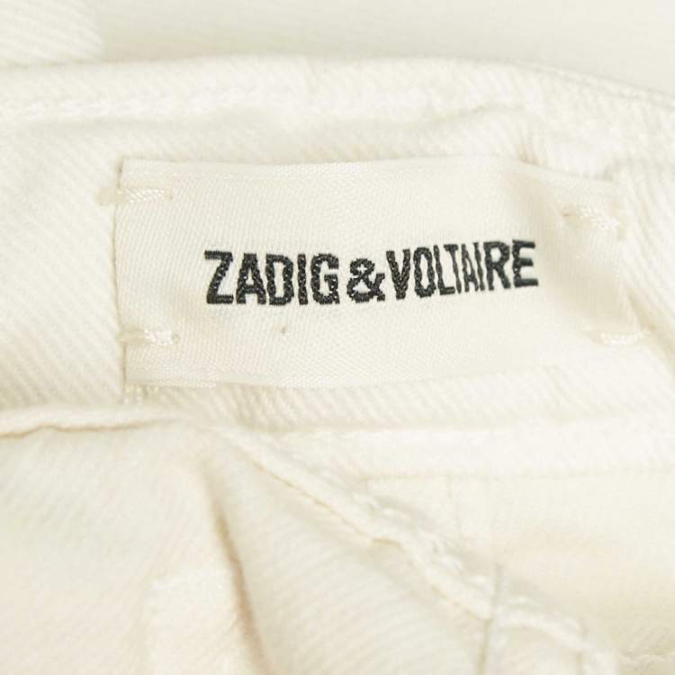 Pre Owned Zadig & Voltaire White Denim Skinny Eva Cher Jeans S Waist 25"