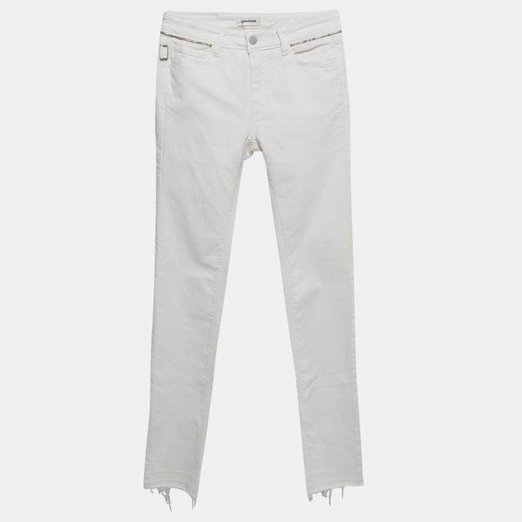 Pre Owned Zadig & Voltaire White Denim Skinny Eva Cher Jeans S Waist 25"