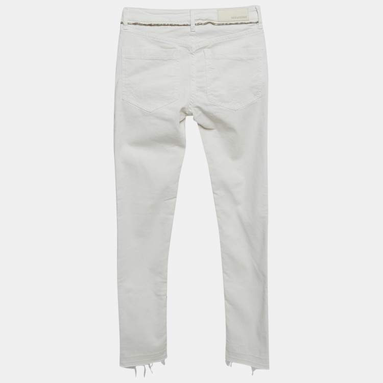 Pre Owned Zadig & Voltaire White Denim Skinny Eva Cher Jeans S Waist 25"