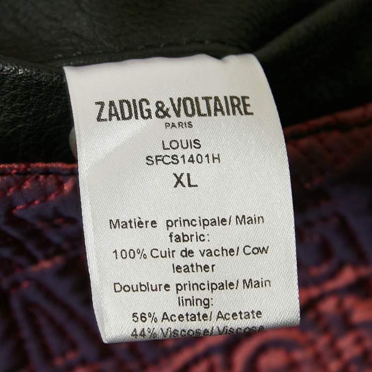 Pre Owned Zadig & Voltaire Black Leather Zip Detail Louis Jacket XL