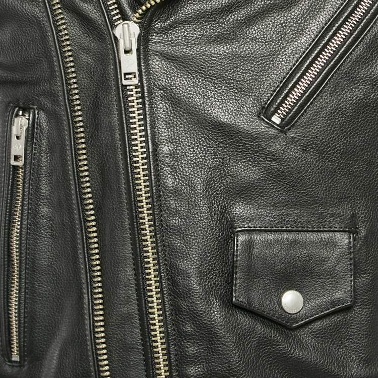 Pre Owned Zadig & Voltaire Black Leather Zip Detail Louis Jacket XL