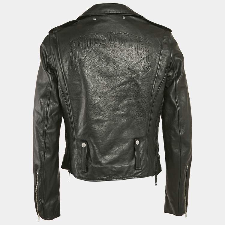 Pre Owned Zadig & Voltaire Black Leather Zip Detail Louis Jacket XL