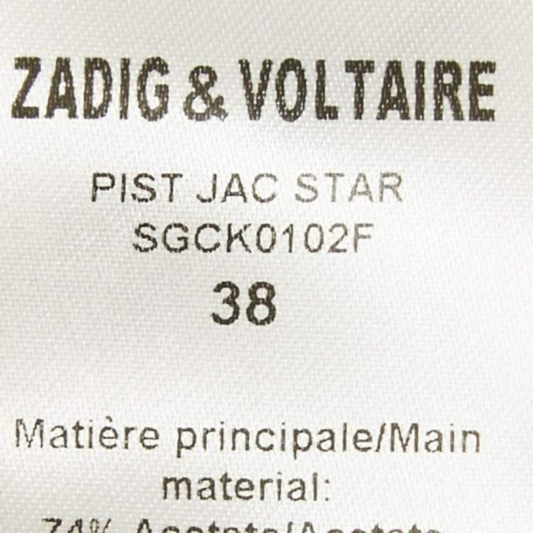 Pre Owned Zadig & Voltaire Off White Star Pist Jacquard Straight Leg Trousers M