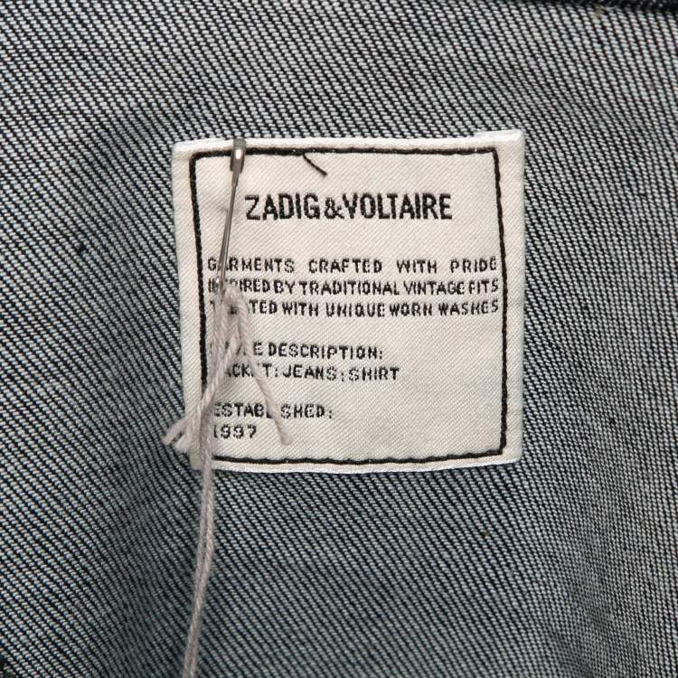 Pre Owned Zadig & Voltaire Blue Denim Button Front Base Brut Jacket M