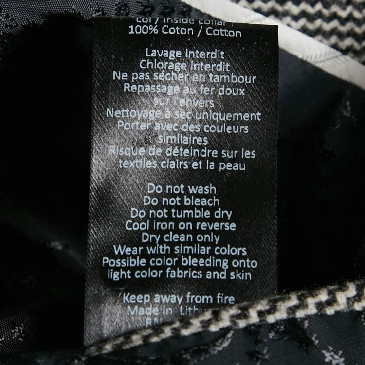 Pre Owned Zadig & Voltaire Black/White Patterned Wool Fur Trim Collar Marquis Coat M