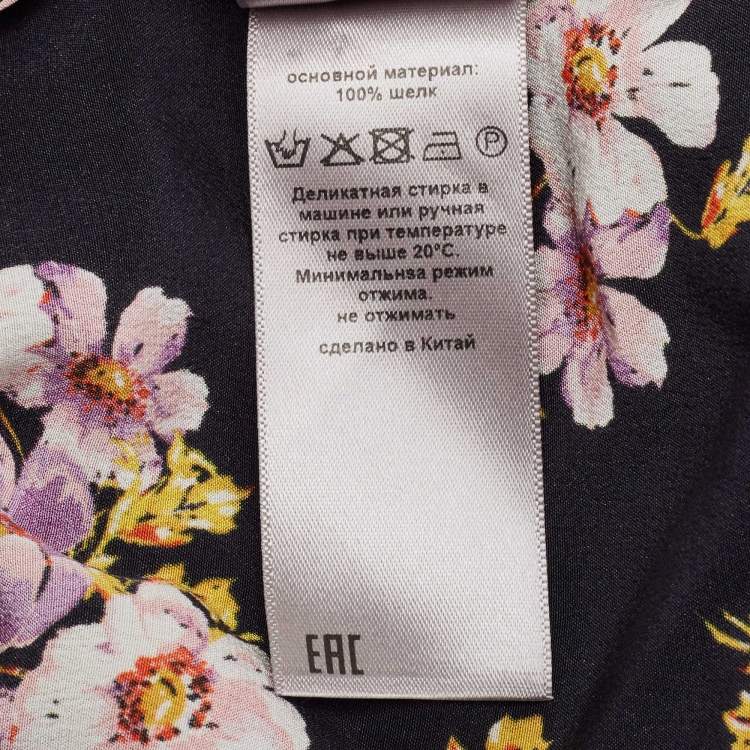 Pre Owned Zadig & Voltaire Black Floral Print Silk Pleated Button Front Maxi Dress S