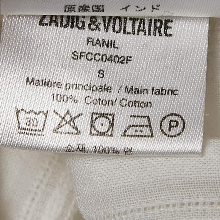 Pre Owned Zadig & Voltaire White Stripe Cotton Asymmetric Ranil Dress S