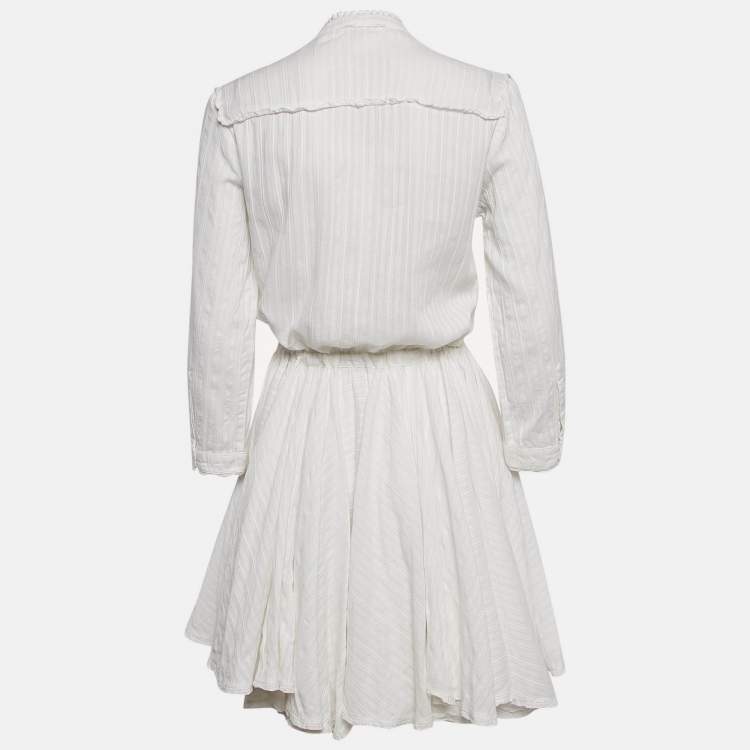 Pre Owned Zadig & Voltaire White Stripe Cotton Asymmetric Ranil Dress S