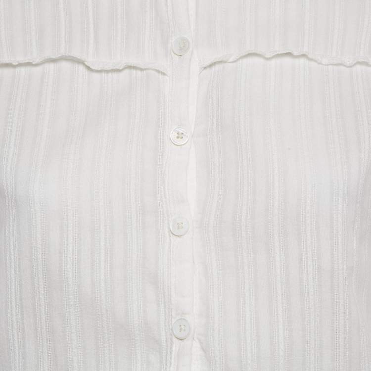 Pre Owned Zadig & Voltaire White Stripe Cotton Asymmetric Ranil Dress S