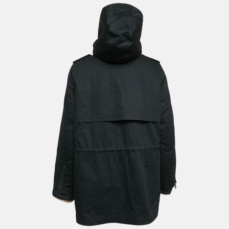 Pre Owned Zadig & Voltaire Black Cotton and Fur Hooded Kinian Deluxe  Jacket S