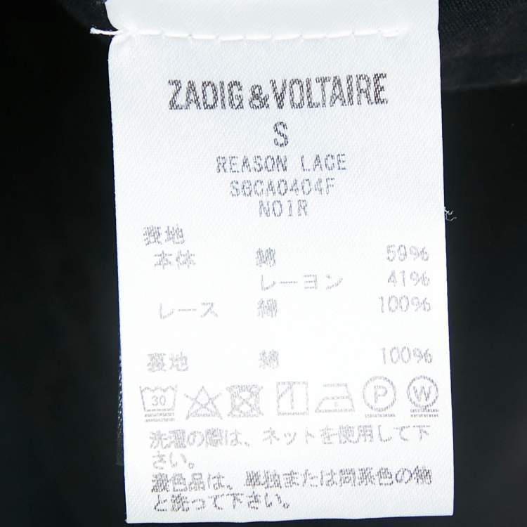Pre Owned Zadig & Voltaire Black Cotton Blend Reason Lace Short Dress S