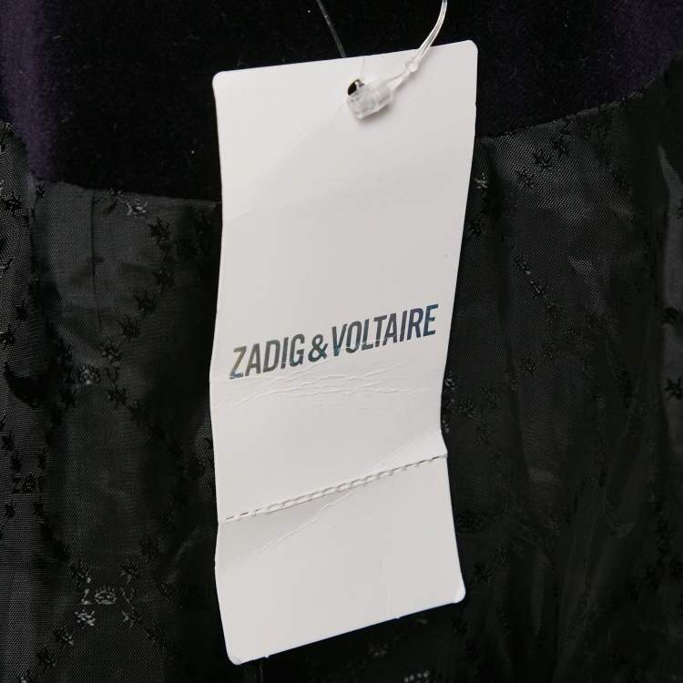 Pre Owned Zadig & Voltaire Dark Purple Embroidered Velvet Vadim Blazer M