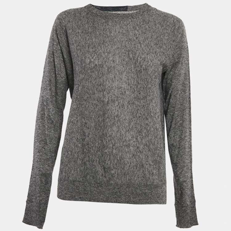 Pre Owned Zadig & Voltaire Grey Cashmere Full Sleeve Crisp Sweater L
