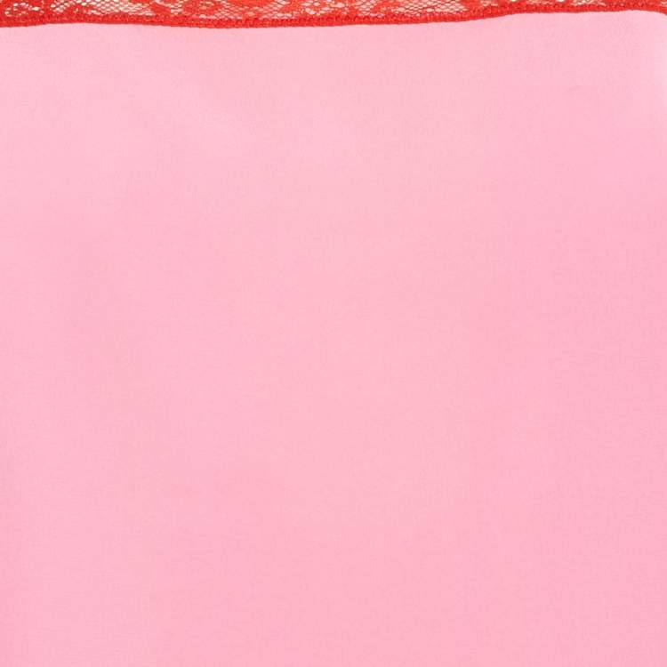 Pre Owned Zadig & Voltaire Pink Lace Trim Silk Camisole Top XS