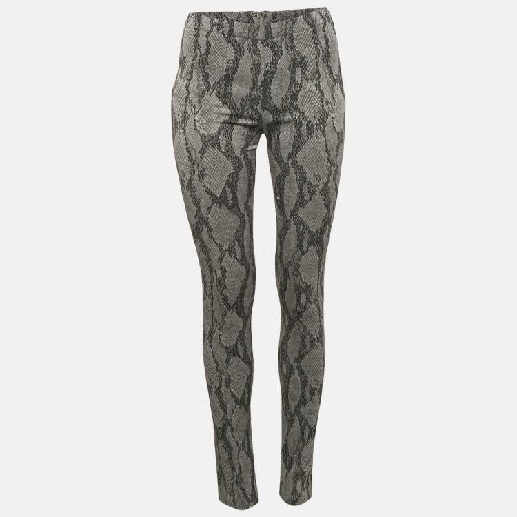 Pre Owned Zadig & Voltaire Grey Pharell Python Print Cotton Skinny Pants M