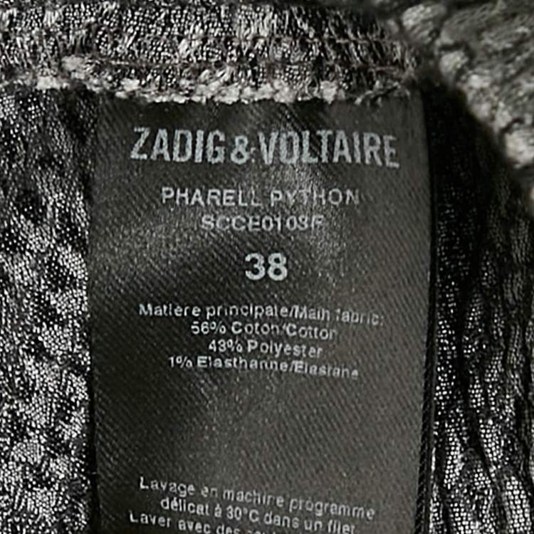 Pre Owned Zadig & Voltaire Grey Pharell Python Print Cotton Skinny Pants M