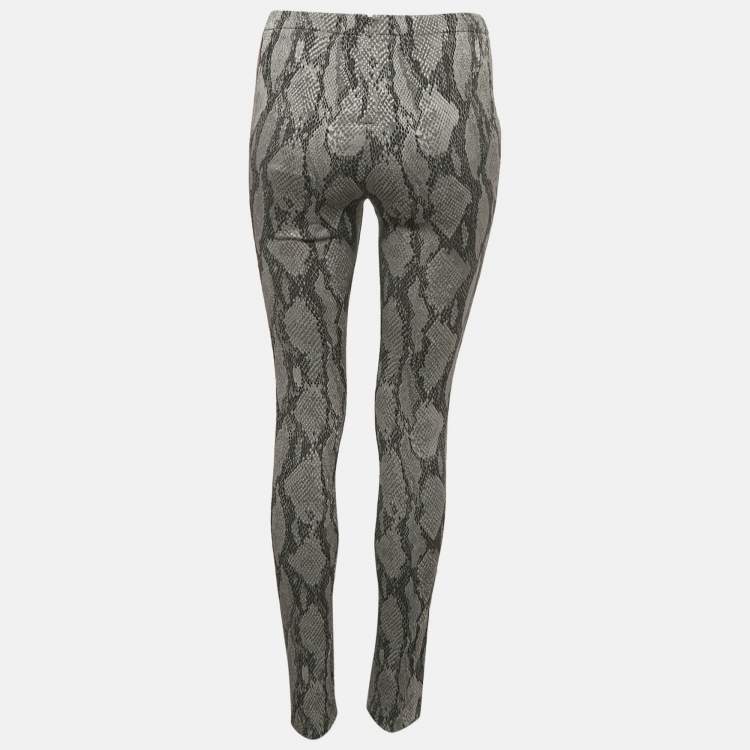 Pre Owned Zadig & Voltaire Grey Pharell Python Print Cotton Skinny Pants M