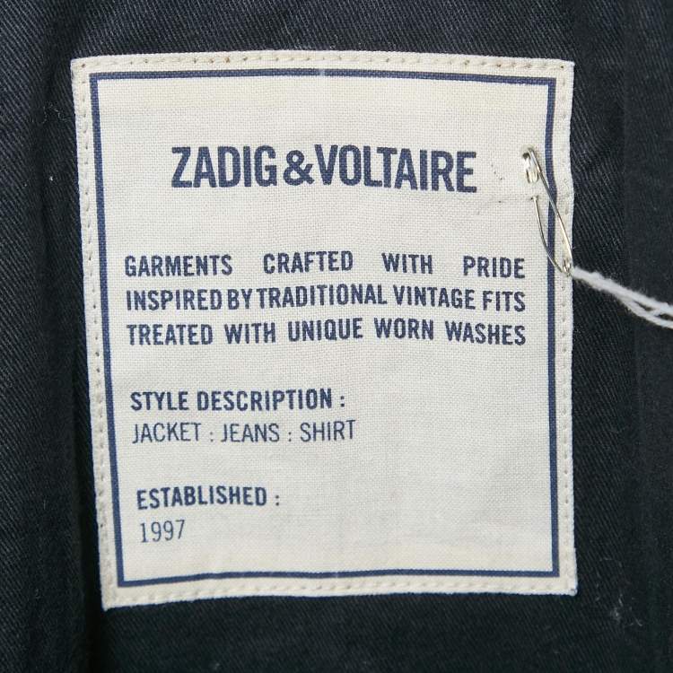 Pre Owned Zadig & Voltaire Blue Suede Zip Front Leonna Jacket M
