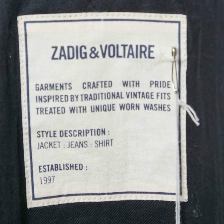 Pre Owned Zadig & Voltaire Blue Suede Zip Front Leonna Jacket M